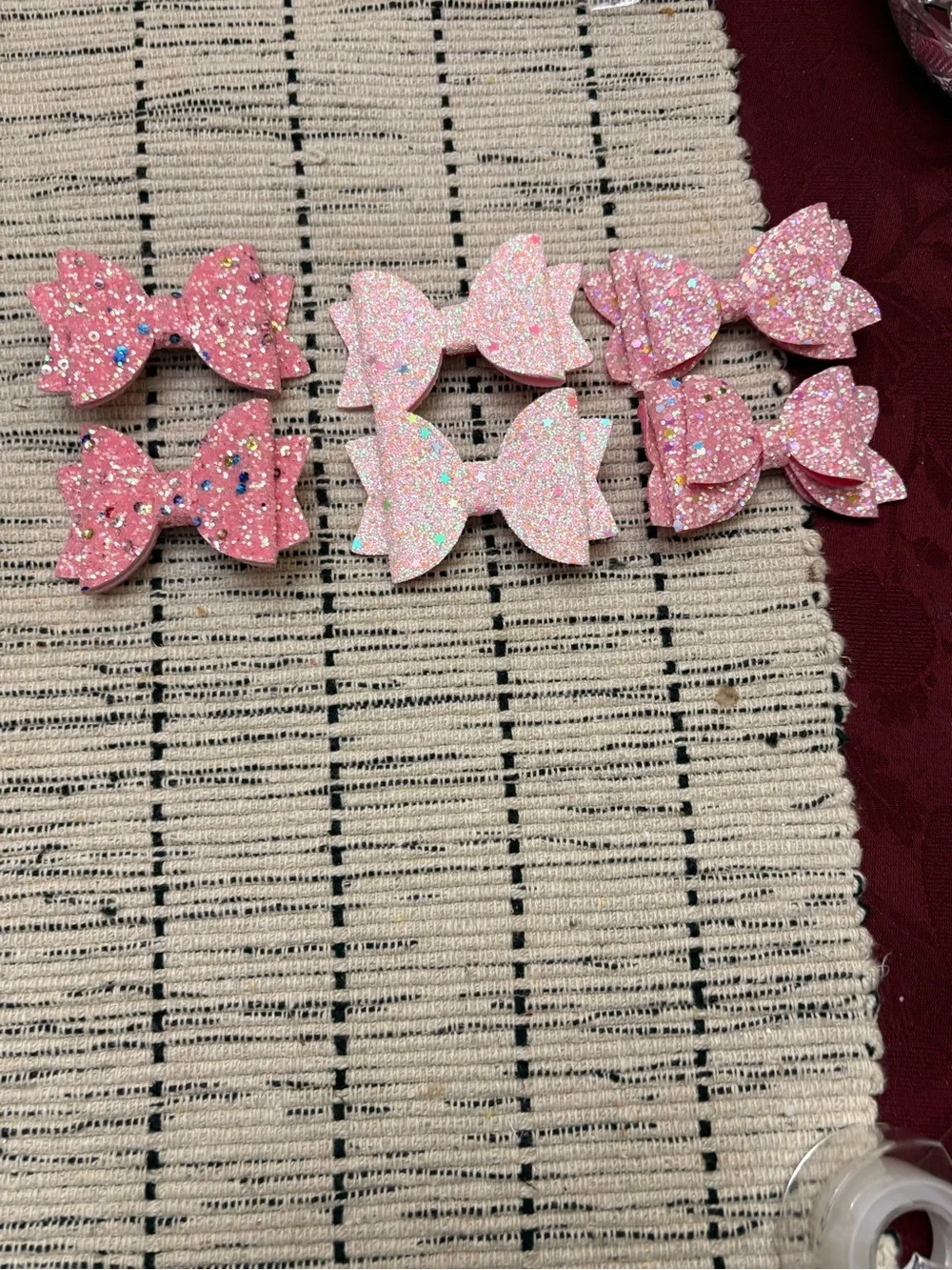 Girls' Pink Glitter Bow Hair Clips — Sparkle Set 3 pairs